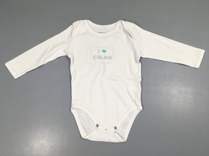 Body m.l blanc Calins-Légère tache avant, moins cher chez Petit Kiwi