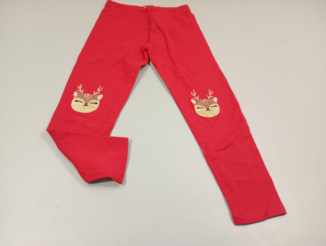 Legging chaud rouge, rennes de Noël pailletés, moins cher chez Petit Kiwi