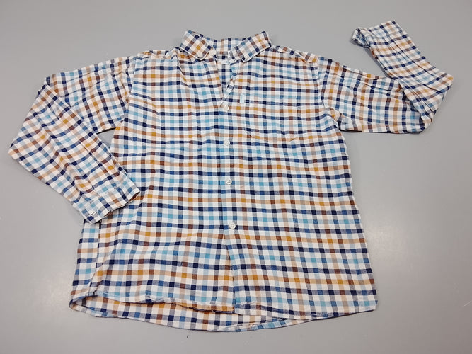 Chemise Naco m.l à carreaux blanc, bleu, beige, moins cher chez Petit Kiwi