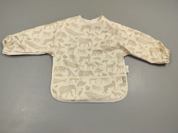 Tablier bavoir ml blanc motifs animaux gris clair. Plastifier