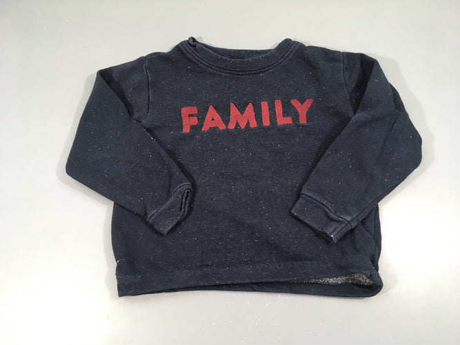 Sweat bleu foncé moucheté family, moins cher chez Petit Kiwi