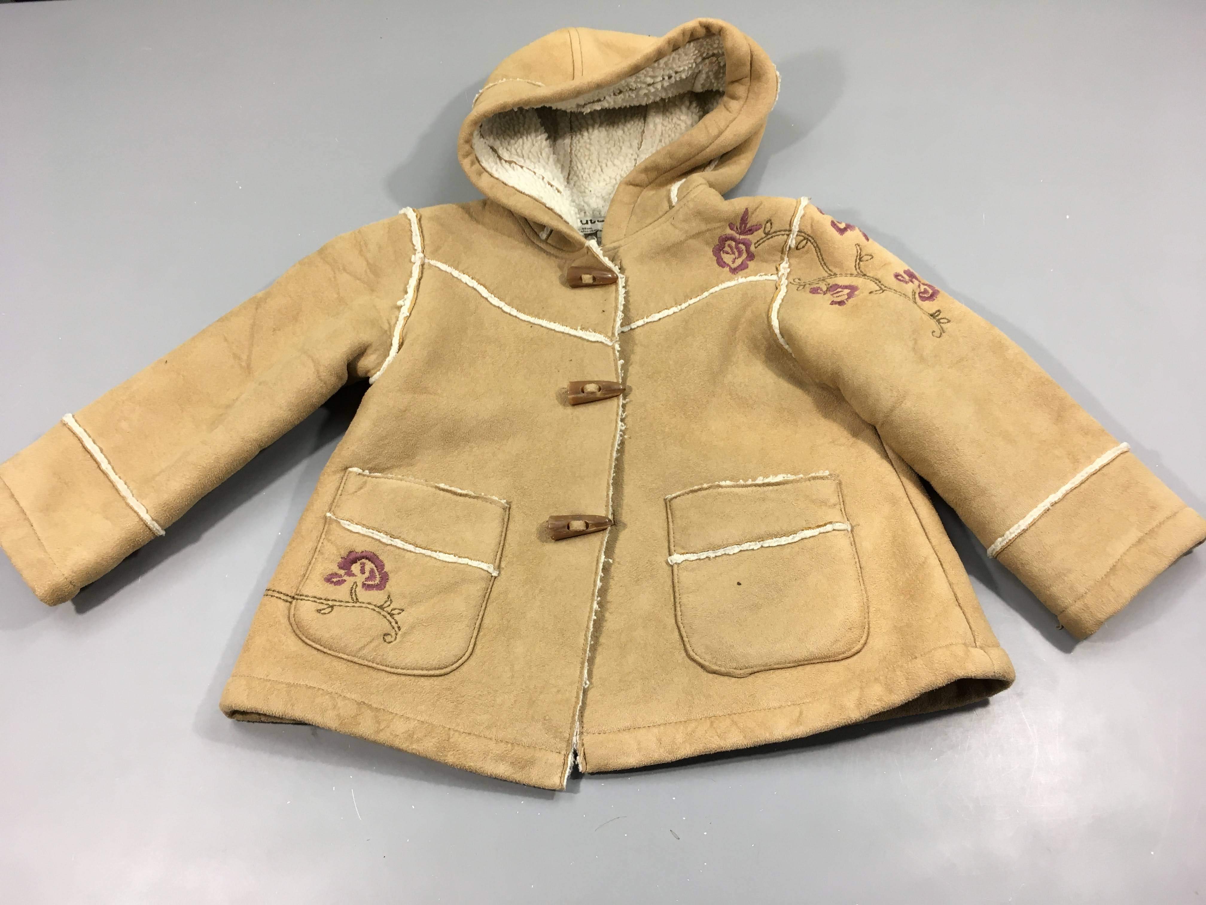 Veste à capuche Outerwear , effet daim  camel, intérieur moutonné