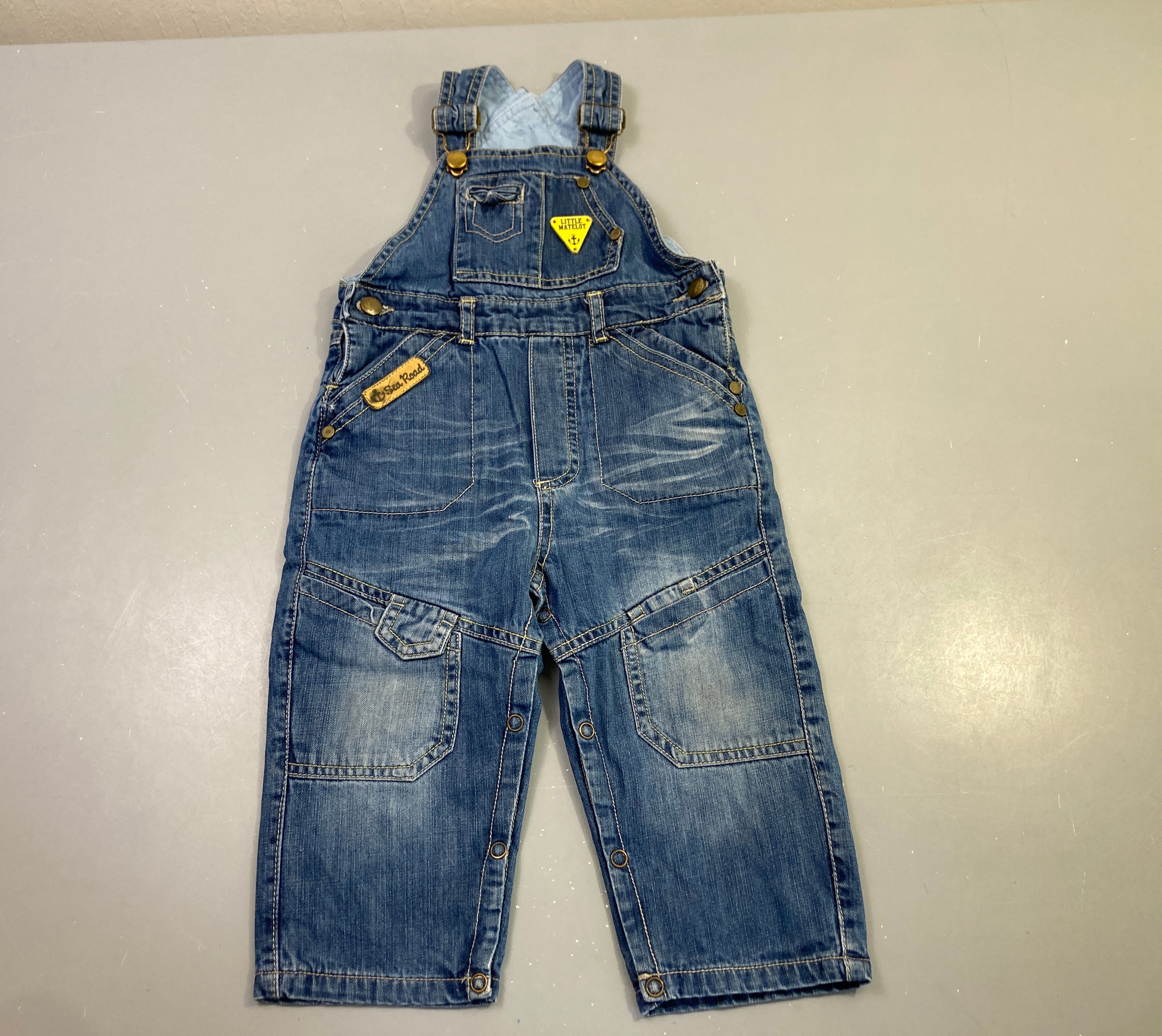Salopette jean bleu délavé Little Matelot