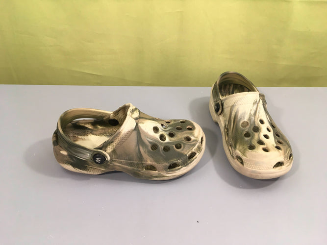 Sabots style crocs écru/kaki, 30, moins cher chez Petit Kiwi