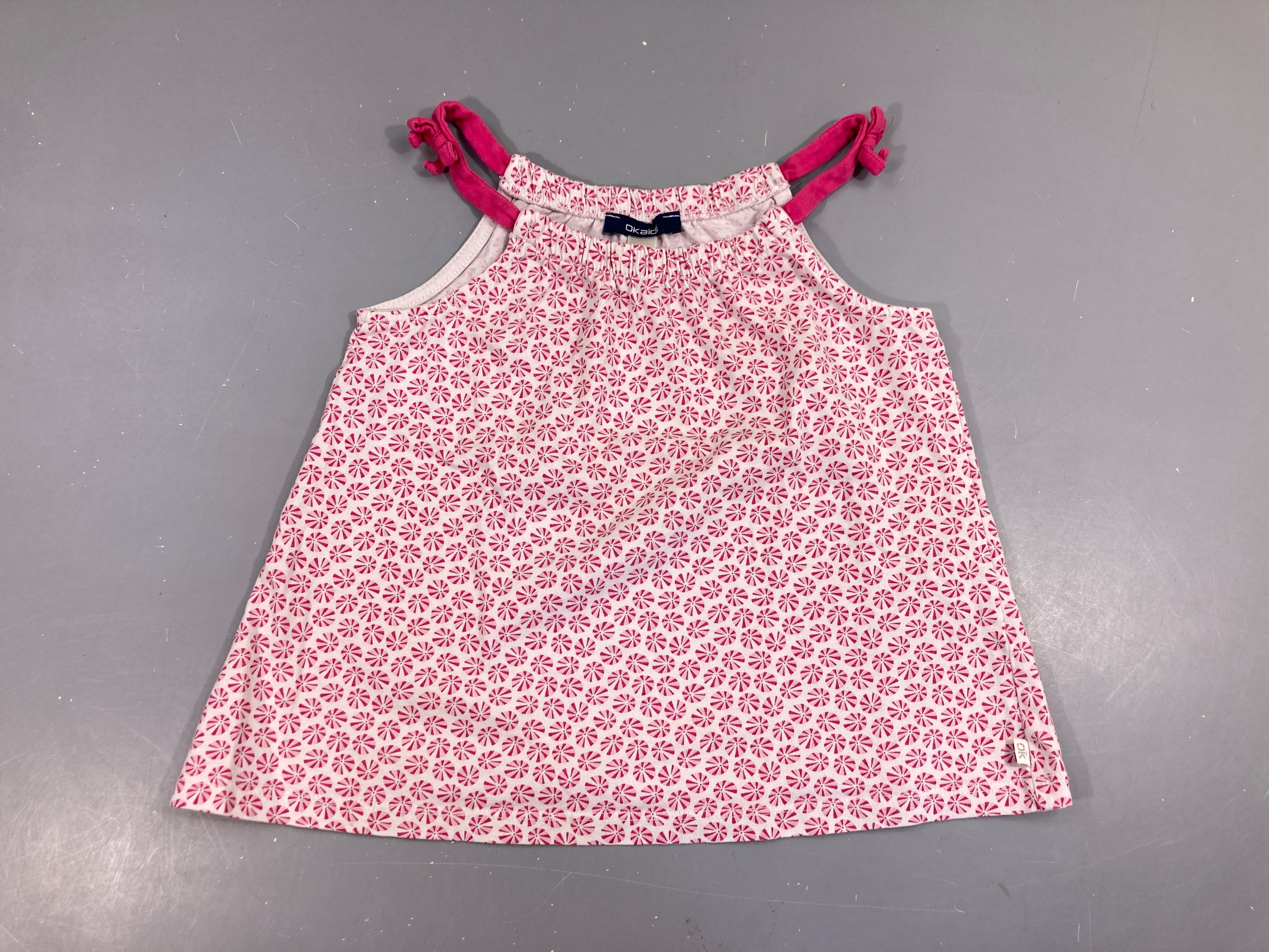 Débardeur blanc motifs rose