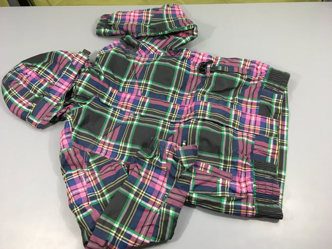 Veste imperméable zippée à capuche à carreaux noir, rose, vert,blanc,..., moins cher chez Petit Kiwi