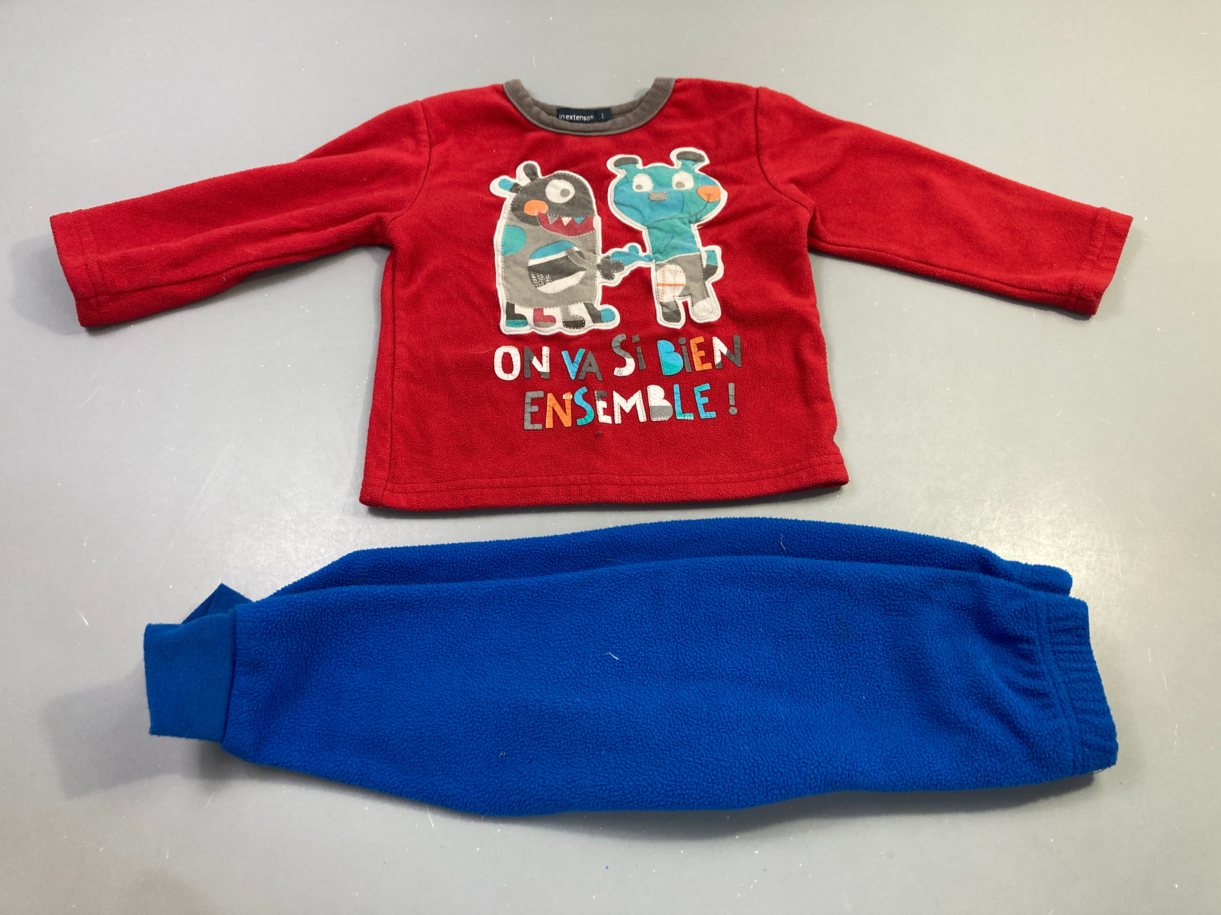 Pyjama 2 pièces polar rouge bleu monstres