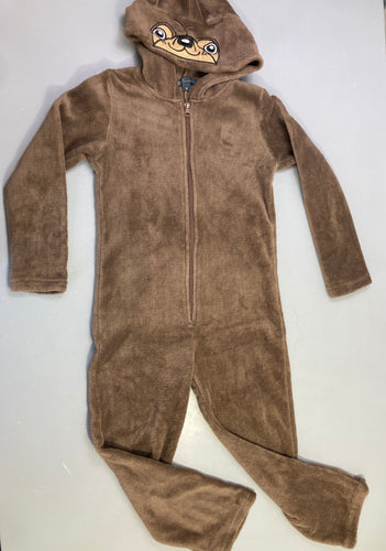 Combinaison velours capuche marron ours, moins cher chez Petit Kiwi