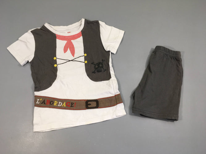 Pyjashort 2pcs jersey gris-blanc Pirate, moins cher chez Petit Kiwi