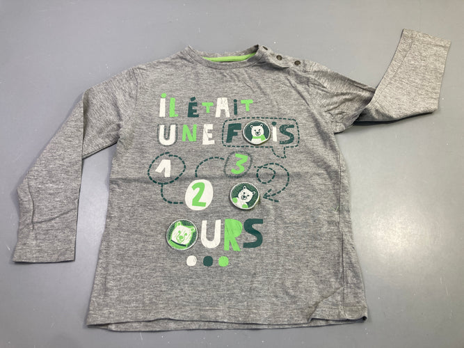 T-shirt m.l gris il était une fois ours, moins cher chez Petit Kiwi