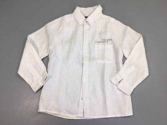 Chemise m.l blanche, 100% lin, moins cher chez Petit Kiwi