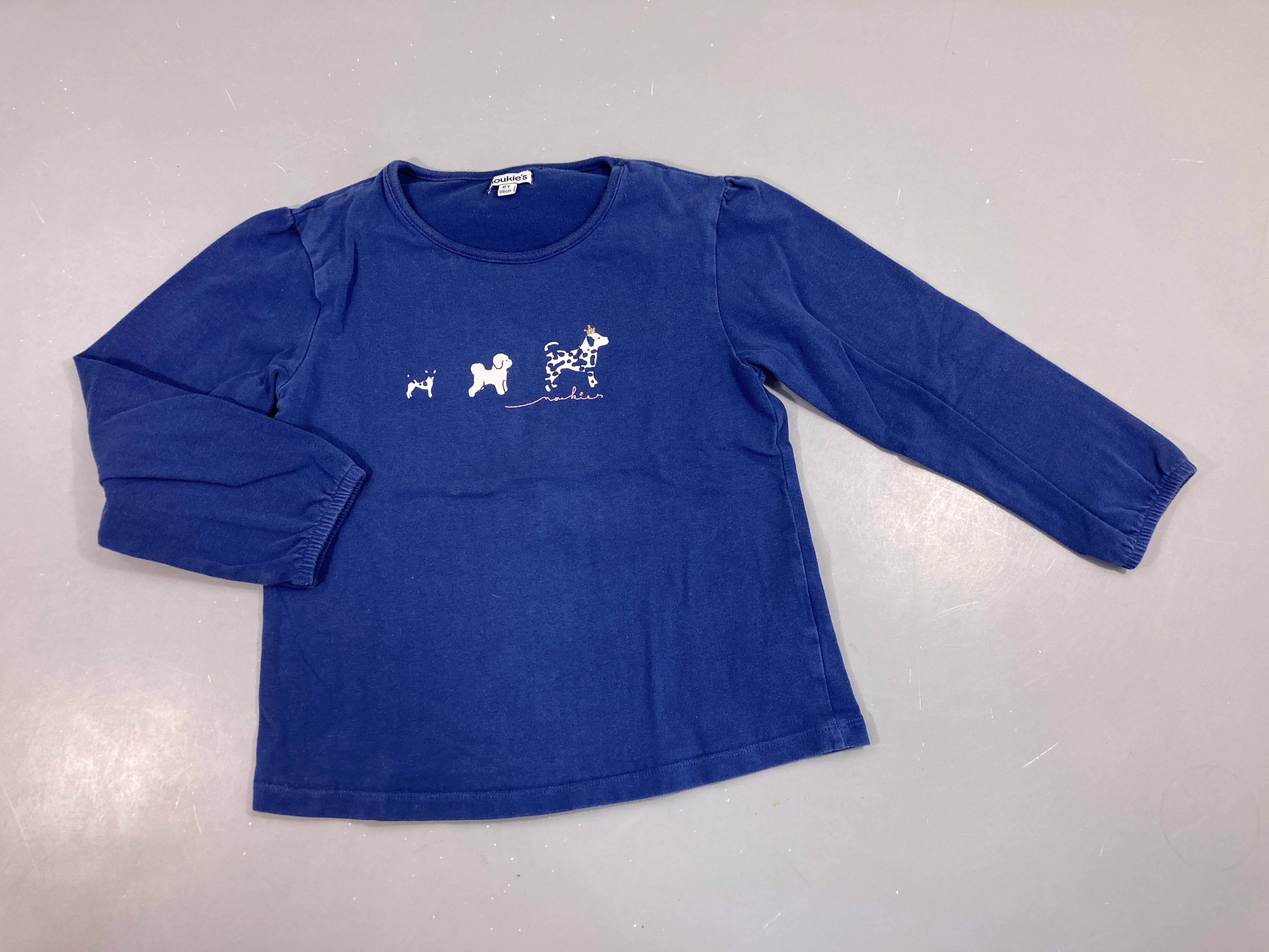 T-shirt m.l bleu foncé chiens, bouloché