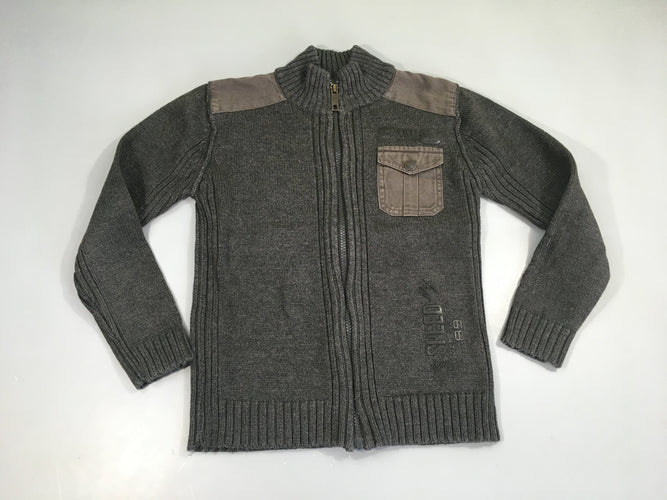 Gilet zippé gris foncé poche 86, moins cher chez Petit Kiwi