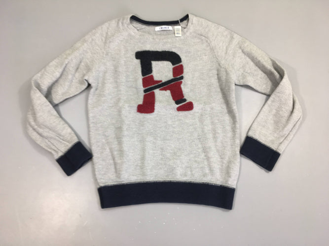 Pull gris R, moins cher chez Petit Kiwi