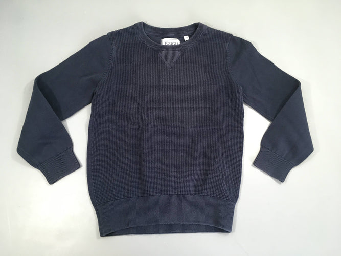 Pull bleu foncé texturé, moins cher chez Petit Kiwi