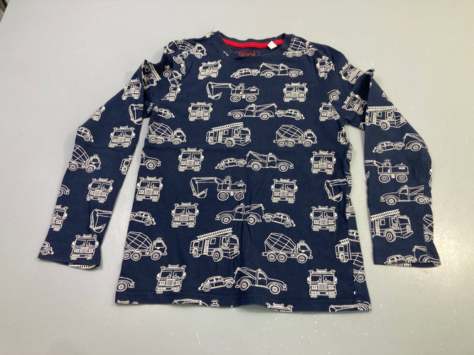 T-shirt m.l marine imprimé camions, moins cher chez Petit Kiwi