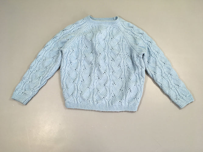 Pull bleu clair ajouré, bouloché, moins cher chez Petit Kiwi
