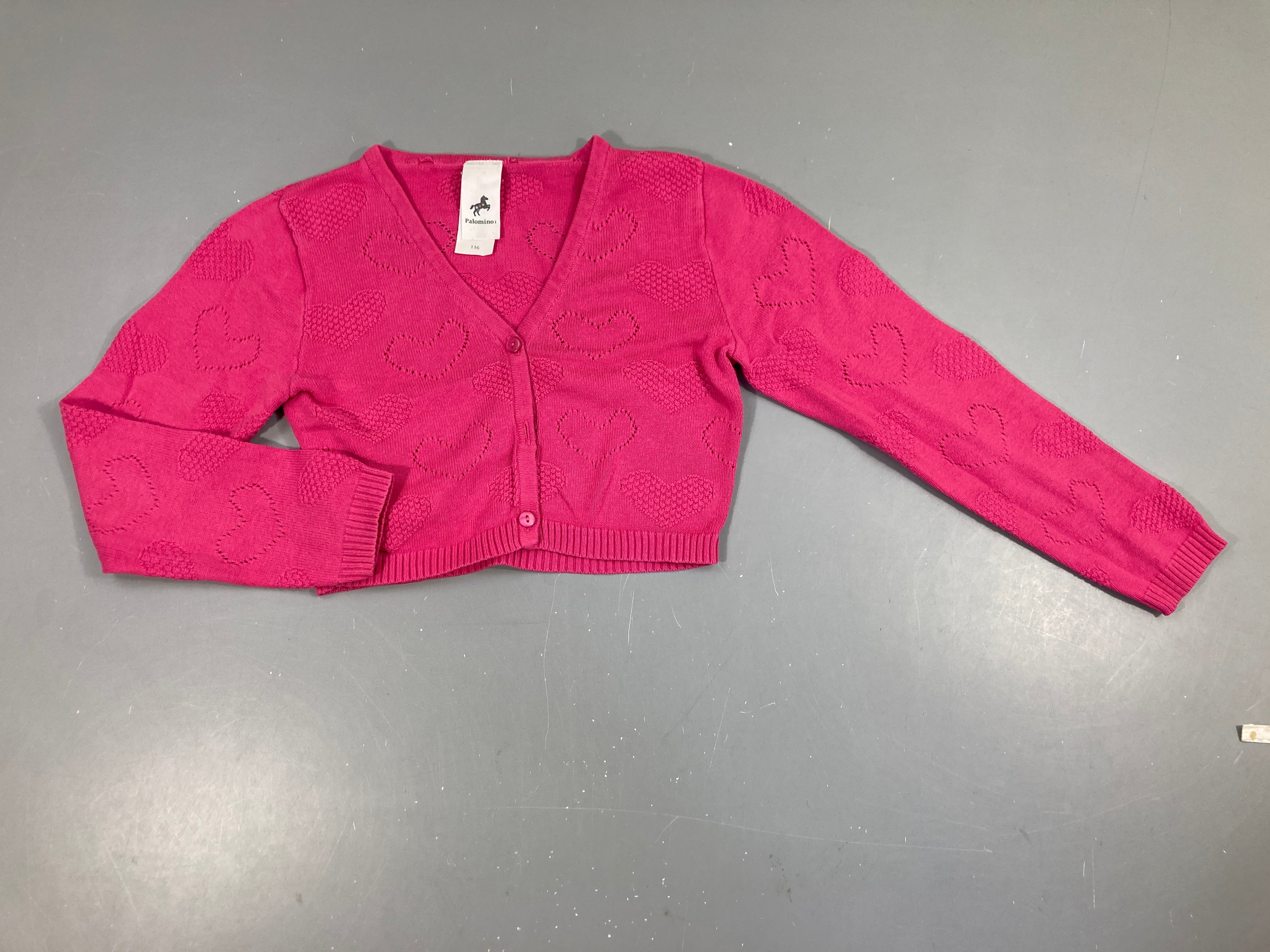 Gilet court rose vif ajouré