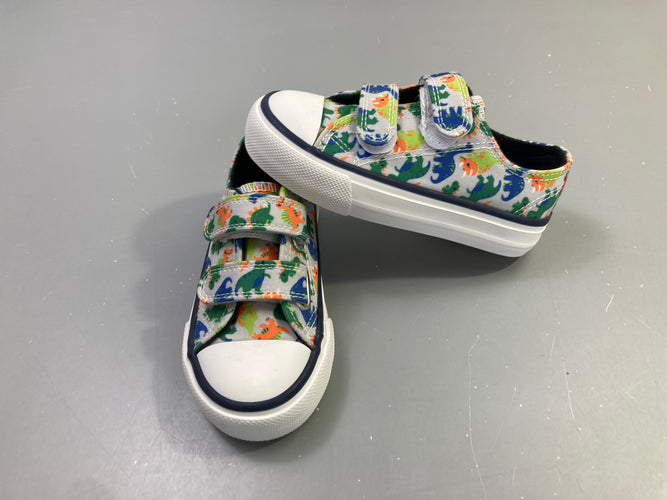 NEUF Baskets toiles scratch grises dinosaures, 26, moins cher chez Petit Kiwi