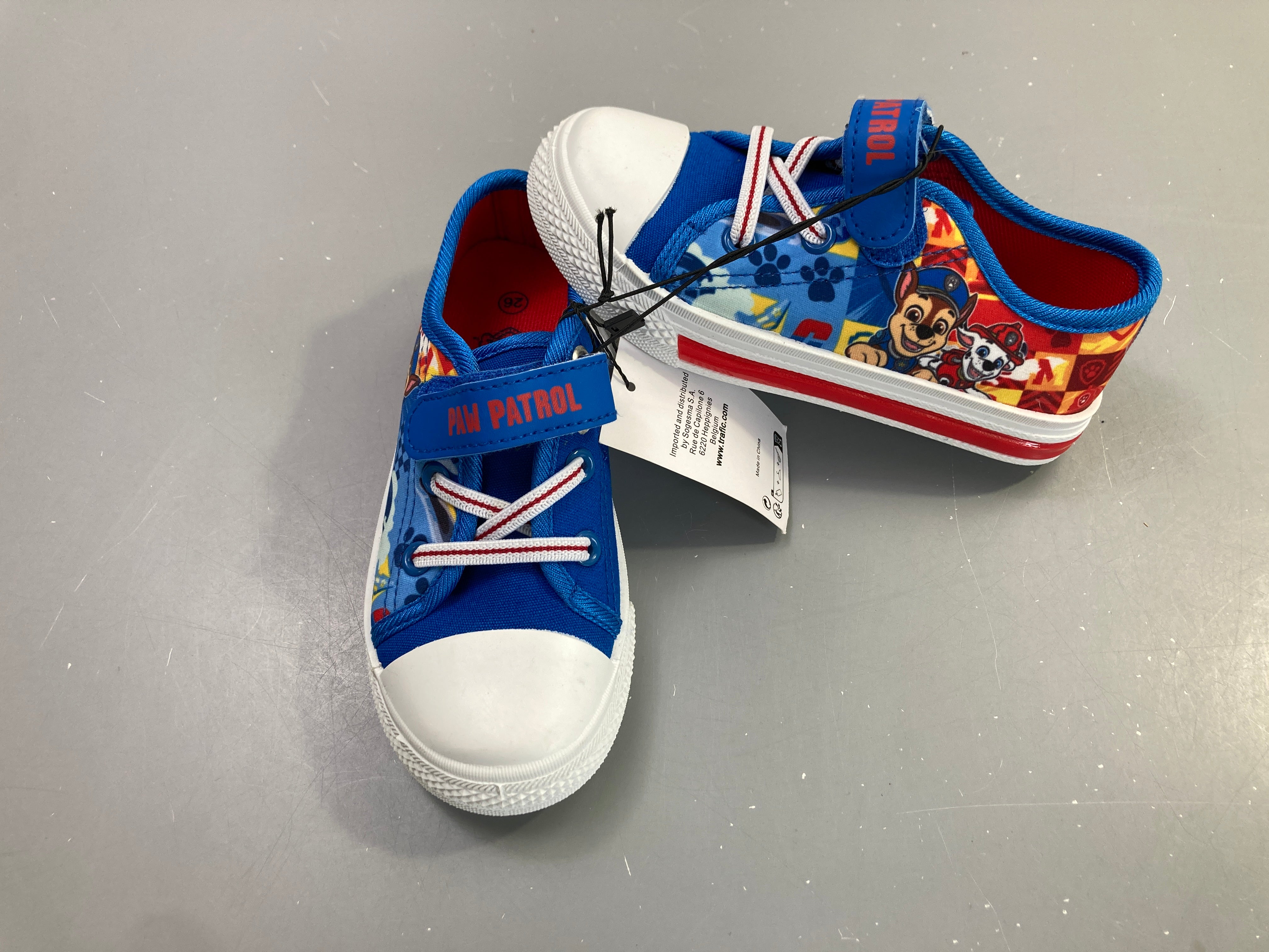 Baskets toiles bleues rouges scratch lacets Pat'patrouille, 26 (prix neuf 16,99€)