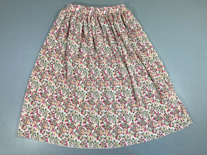 Jupe longue satinée blanc fleurs, moins cher chez Petit Kiwi