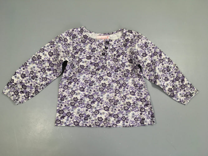 T-shirt m.l blanc fleurs mauves boutons, moins cher chez Petit Kiwi