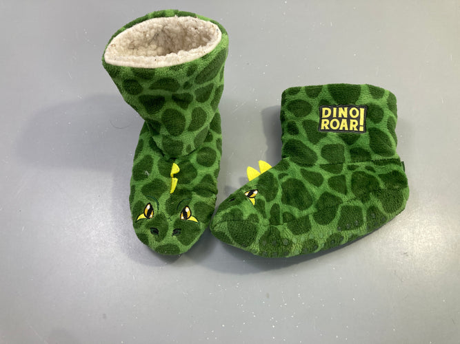 Chaussons montants verts dino roar, moins cher chez Petit Kiwi