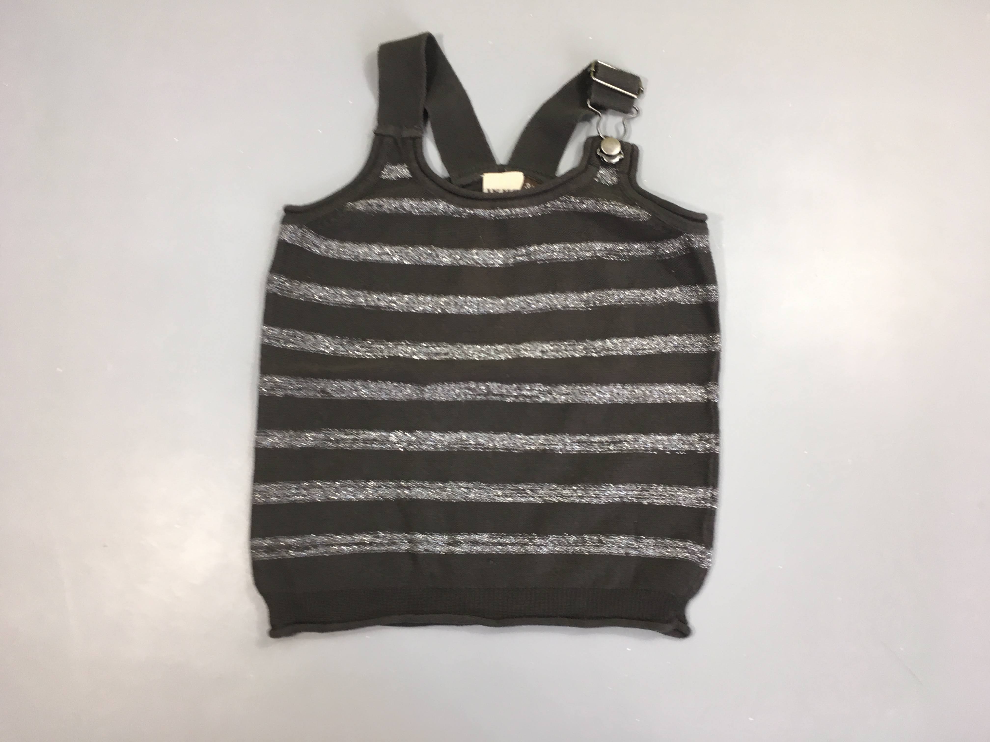 T-shirt s.m mailles gris foncé rayé argenté