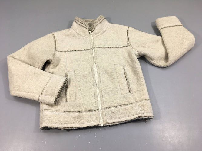 Gilet veste zippé écru chiné gris clair, intérieur moutonné, moins cher chez Petit Kiwi