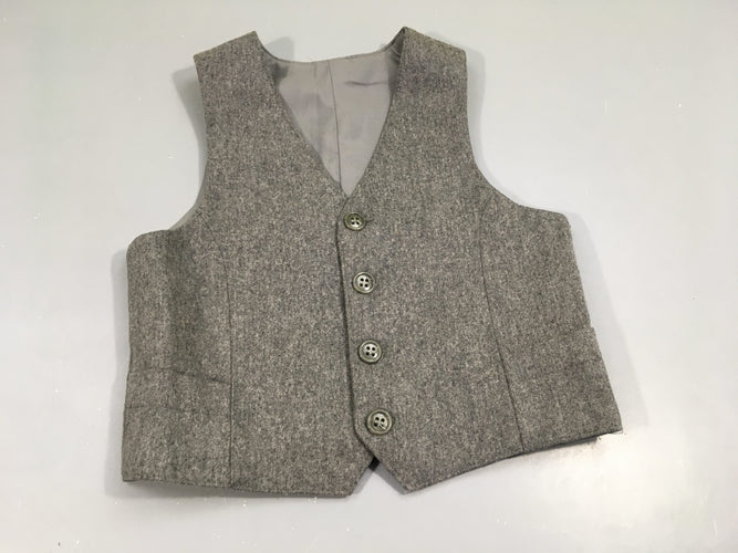 Gilet s.m  gris chiné. Pas de taille indiquée, estimée 4a, moins cher chez Petit Kiwi