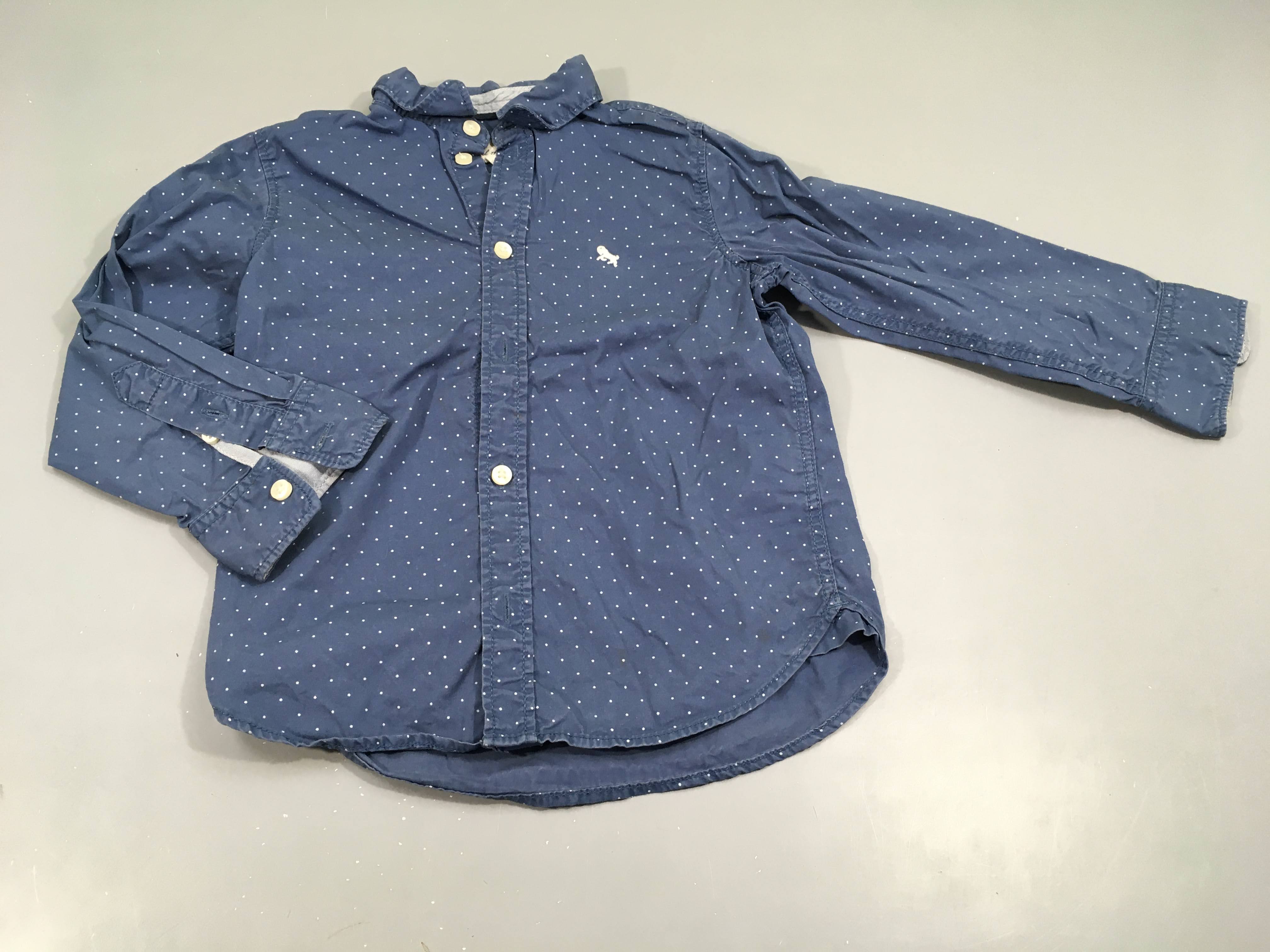 Chemise m.l bleue à pois blancs