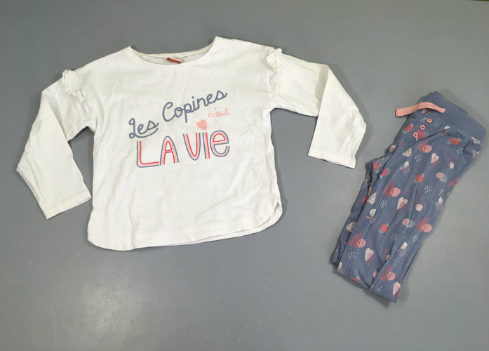 Pyjama 2pcs jersey blanc les copines la vie, moins cher chez Petit Kiwi