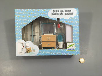 Neuf-Salle de bain pour maison de poupée 7pcs 4-10a