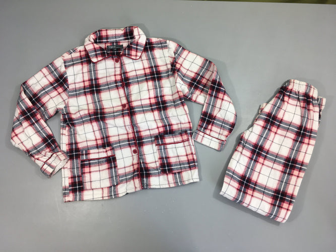 Pyjama 2pcs flanelle carreaux blanc/rouge/bleu, moins cher chez Petit Kiwi
