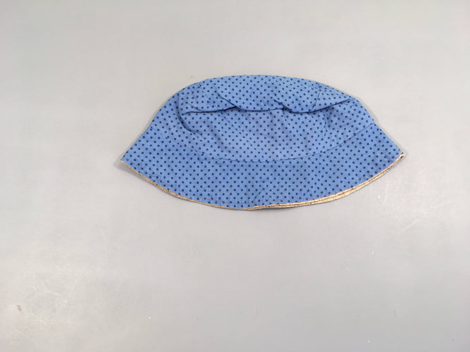 Chapeau réversible beige hiboux/bleu pois, moins cher chez Petit Kiwi