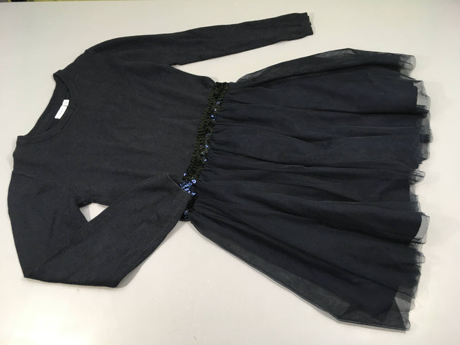 Robe m.l bleu marine ,  sequins à la tailles, dessous en tulles, moins cher chez Petit Kiwi