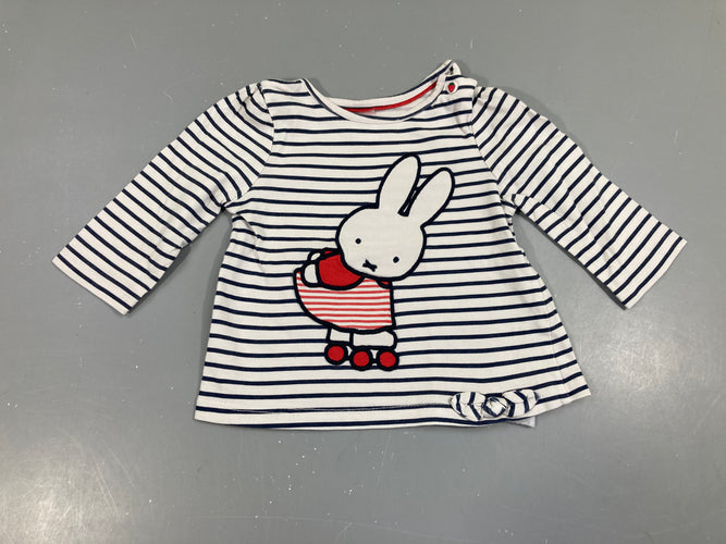 T-shirt m.l blanc rayé blanc Miffy, moins cher chez Petit Kiwi