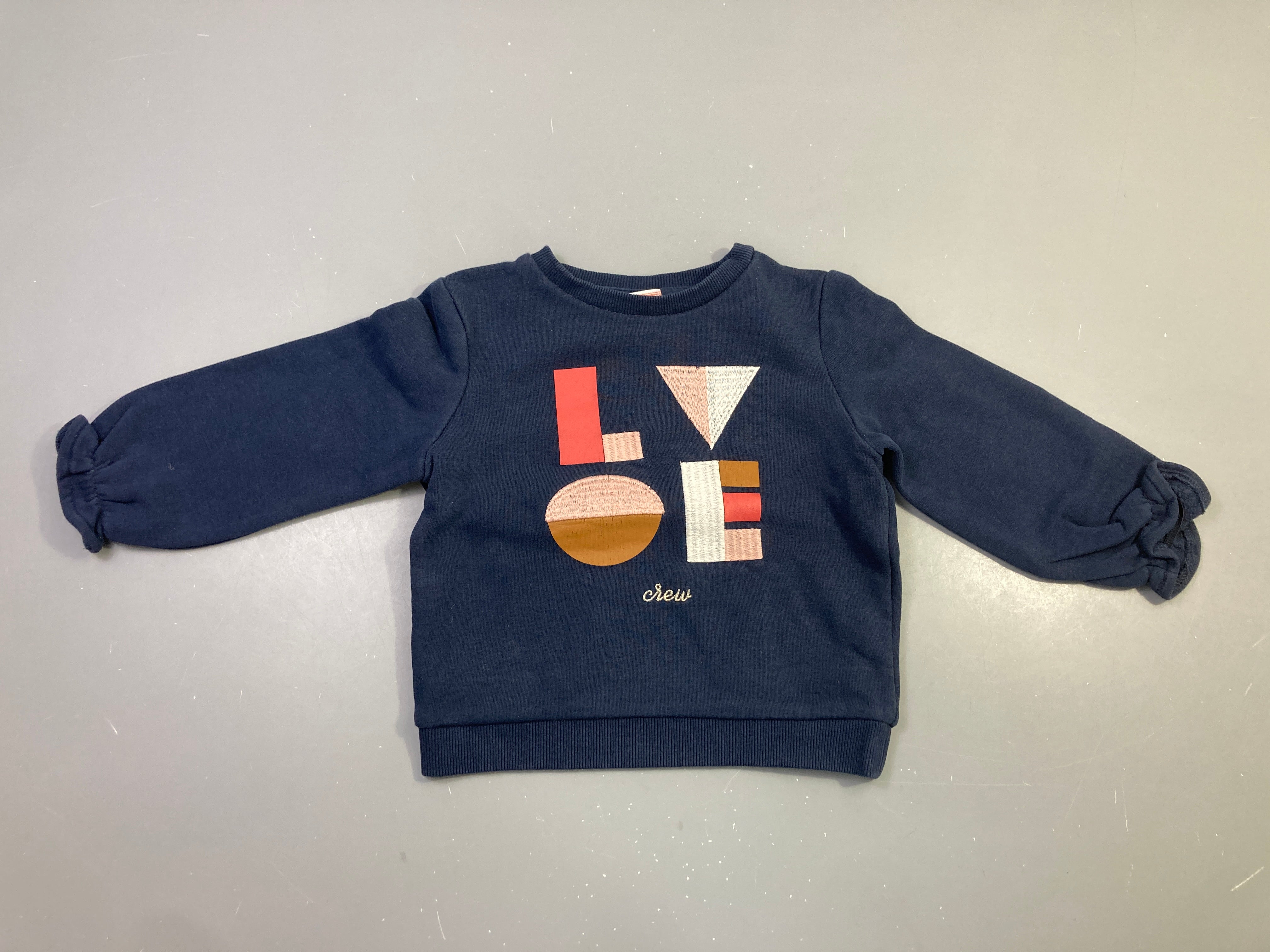 Sweat marine molleton brodé Love Crew