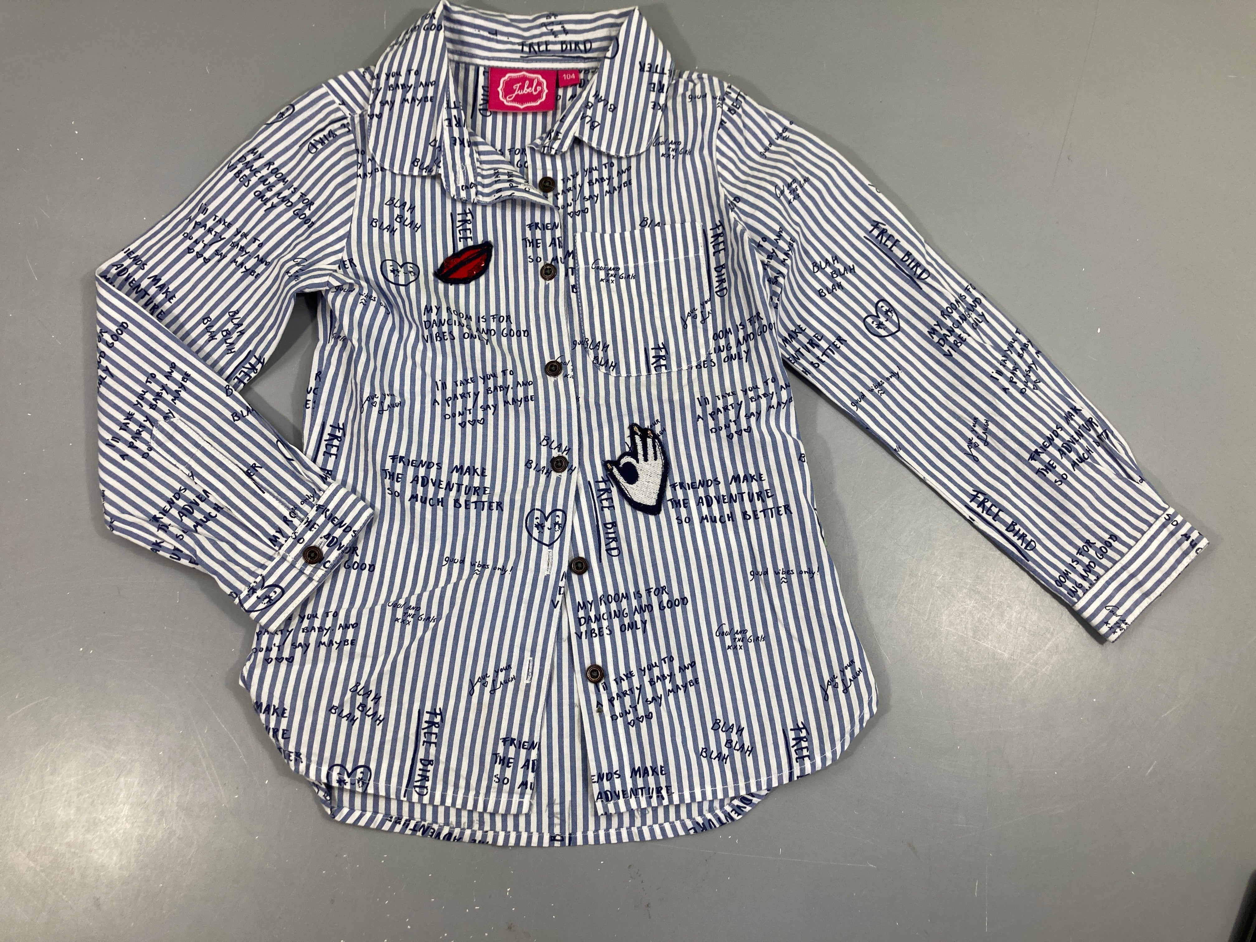 Chemisier ml rayé blanc/bleu sequins, Jubel