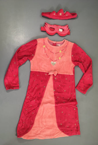 Robe de nuit m.l velours rose + masque et bandeau couronne, moins cher chez Petit Kiwi