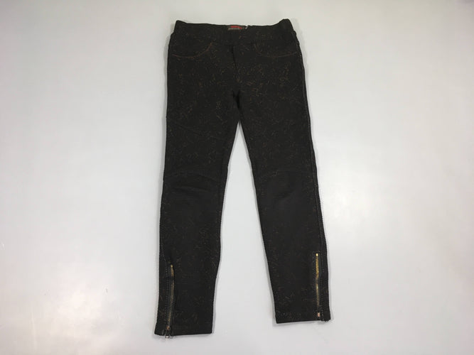 Tregging noir chiné brun texturé zips, moins cher chez Petit Kiwi