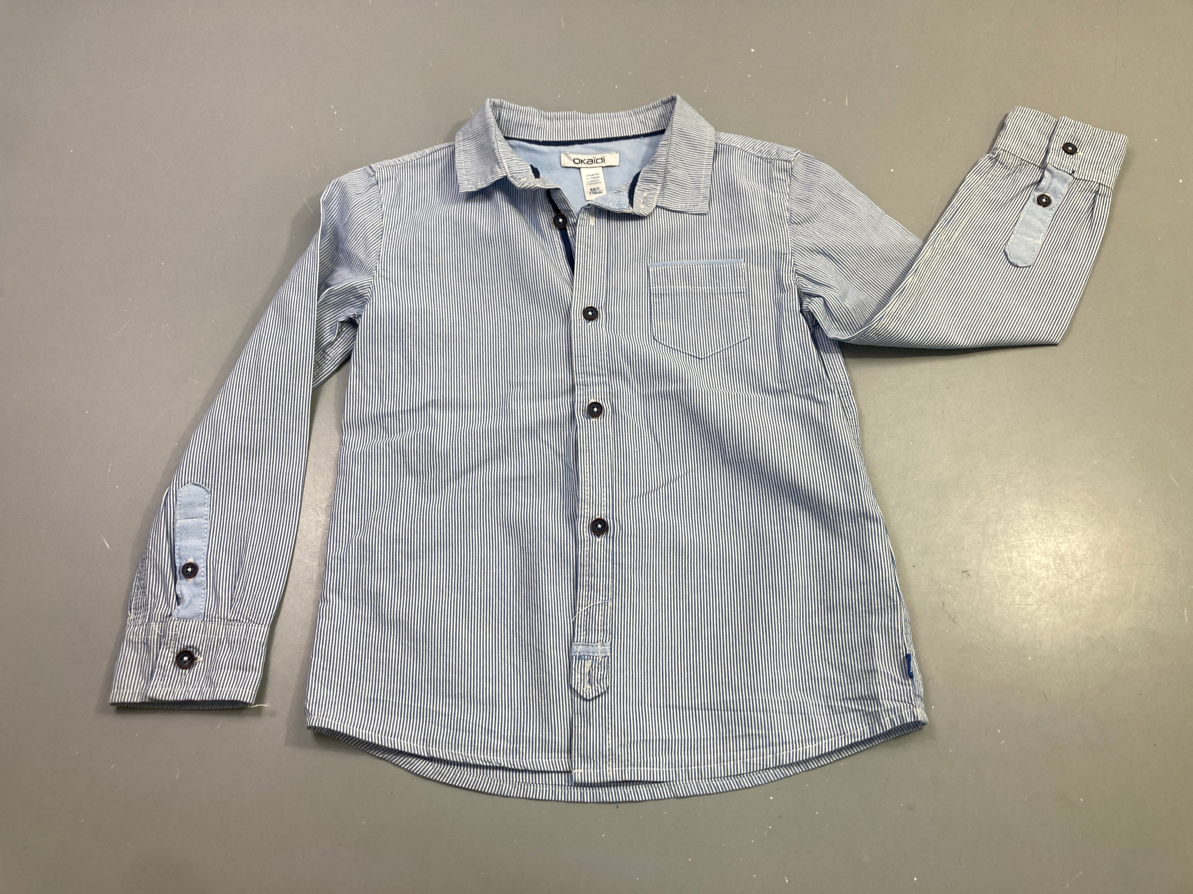 Chemise m.l rayée bleu blanc coton