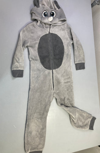 Combinaison zippée grise polaire lapin capuche, moins cher chez Petit Kiwi