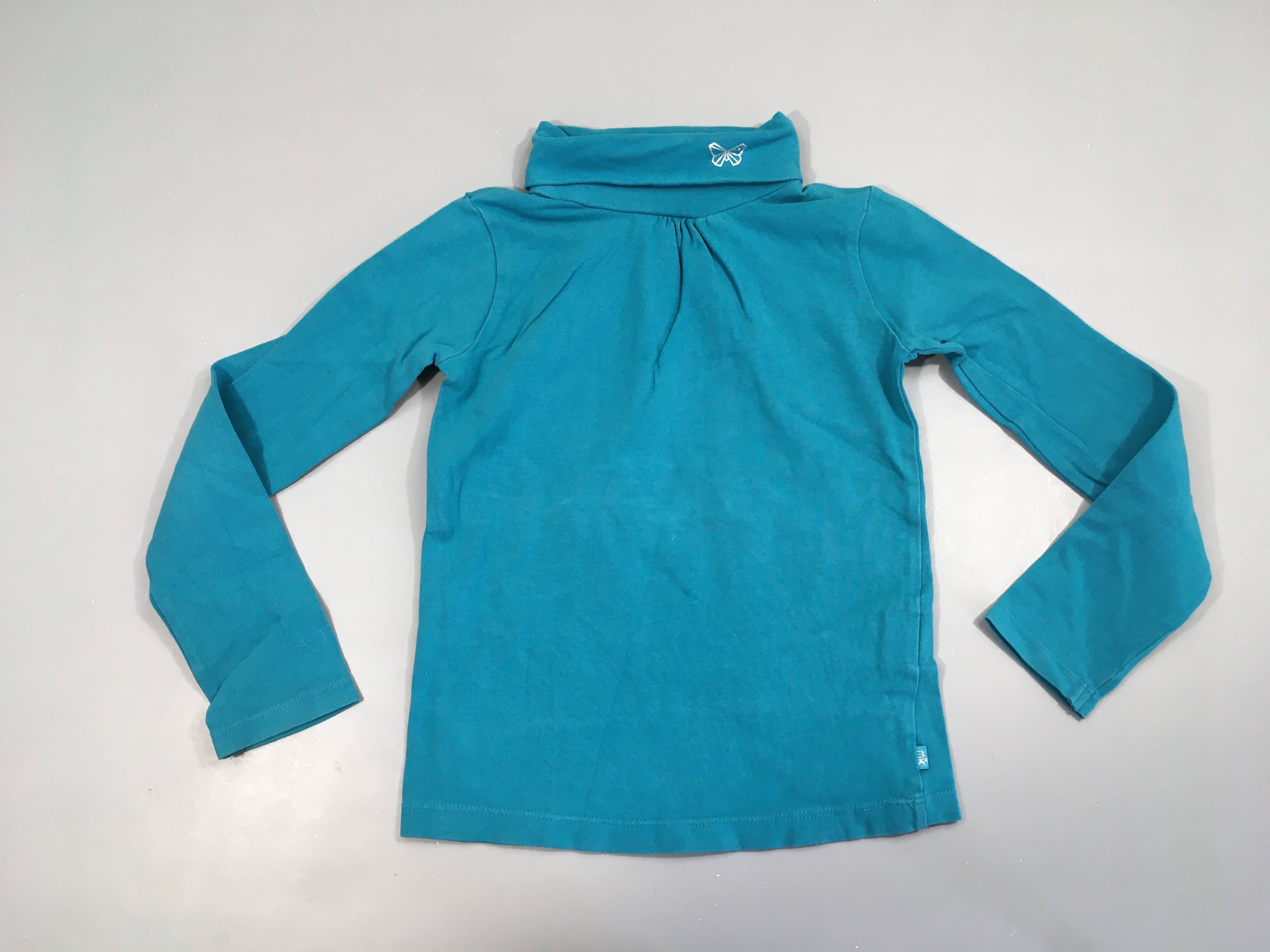 T-shirt m.l col roulé bleu papillon col