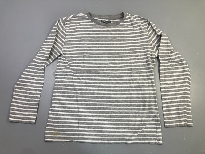 T-shirt m.l gris rayé blanc, moins cher chez Petit Kiwi