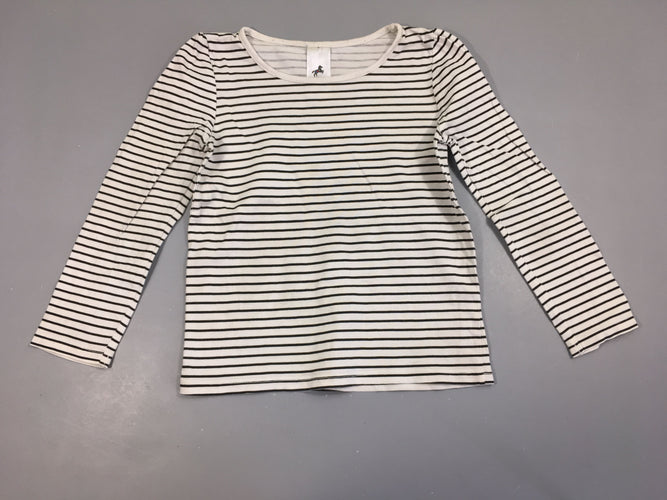 T-shirt m.l blanc rayé noir, moins cher chez Petit Kiwi