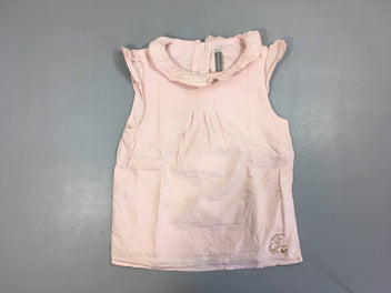 Blouse s.m rose claire froufrou col 100%coton