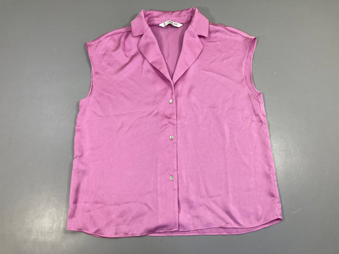 Blouse m.c satinée rose, moins cher chez Petit Kiwi
