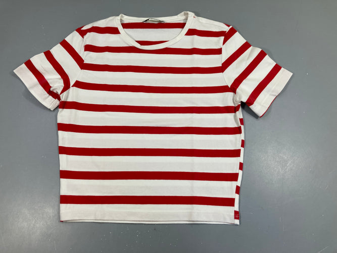 T-shirt m.c épais blanc rayé rouge, moins cher chez Petit Kiwi
