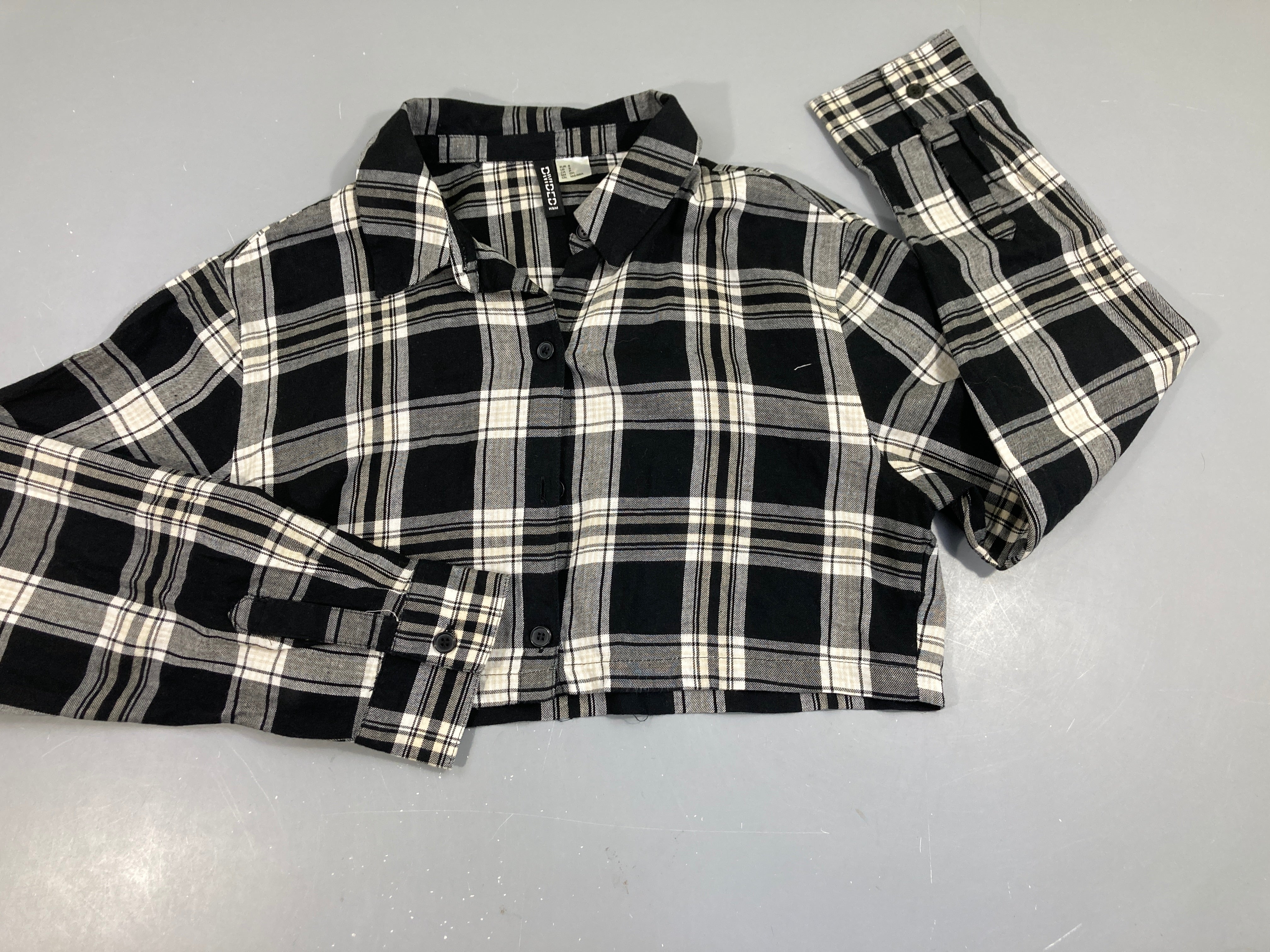 Chemisier court ml noir à carreaux